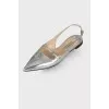 Silver pointed toecap ballerina shoes