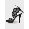 Heeled mesh sandals