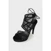 Heeled mesh sandals