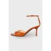 Embossed leather sandals