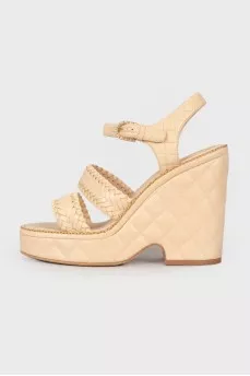 Leather wedge sandals