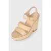 Leather wedge sandals