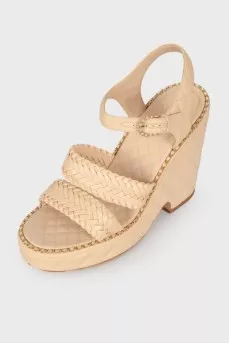 Leather wedge sandals