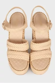 Leather wedge sandals