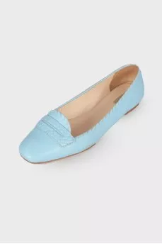 Light blue leather ballerina shoes 