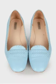 Light blue leather ballerina shoes 