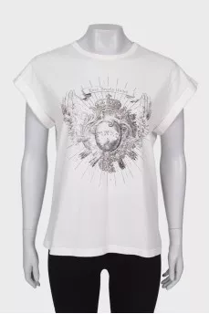 T-shirt with fringe on the back