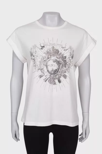 T-shirt with fringe on the back