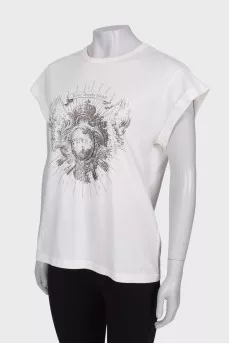 T-shirt with fringe on the back