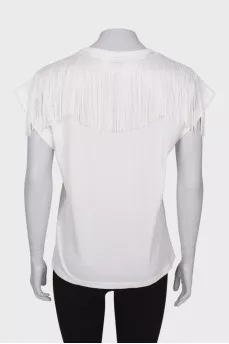 T-shirt with fringe on the back