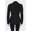 Black jacket decorated with pink thread
