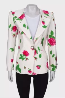 White blazer in floral print