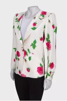 White blazer in floral print