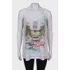 White T-shirt in print