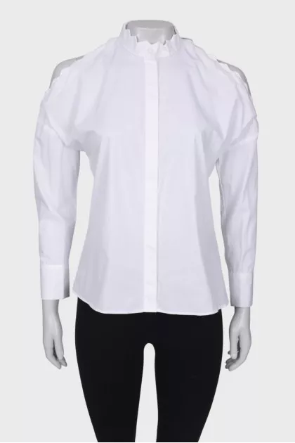 White shirt with open shoulder 