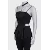 Black top with pleated fabric