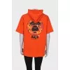 Orange hoodie with shortened sleeves 