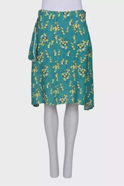 Green print skirt