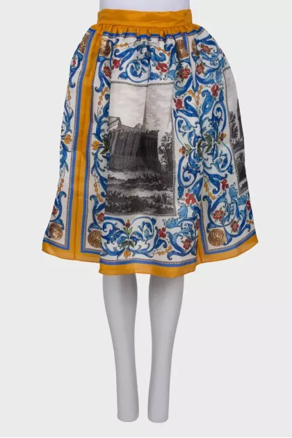 Silk midi skirt