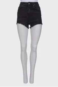 Black shorts with raw hem