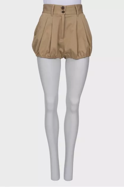 Beige draped shorts