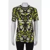 Black T-shirt in bright print