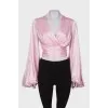 Wrap satin blouse
