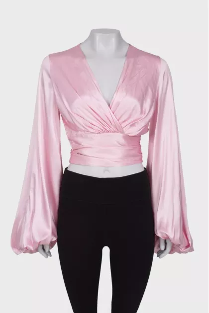 Wrap satin blouse
