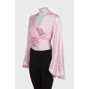 Wrap satin blouse