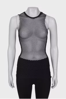 Black mesh top