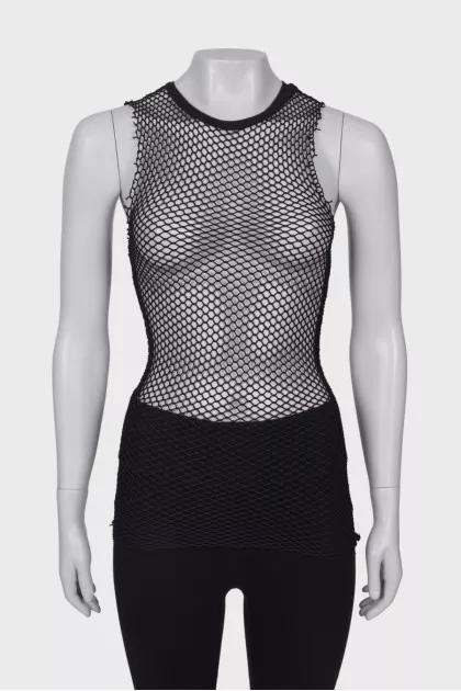 Black mesh top