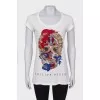 White T-shirt in rhinestone print