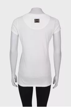 White T-shirt in rhinestone print