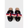 Textile mules with embroidered print