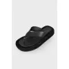 Black leather slippers