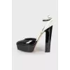 Black and white high heeled shoes 