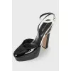 Black and white high heeled shoes 