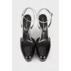 Black and white high heeled shoes 