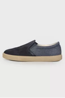 Men's dark blue slip-ons