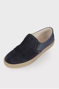 Men's dark blue slip-ons