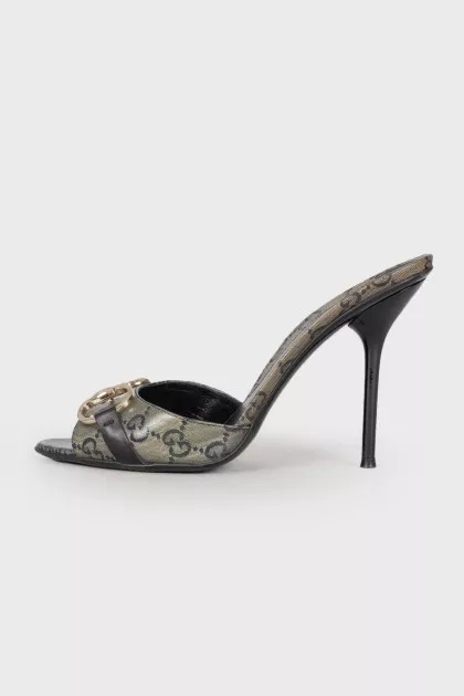 Mules Crystal Lame Hollywood Horsebit