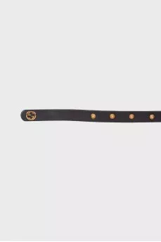 Leather belt with golden studs