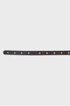 Leather belt with golden studs