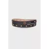 Leather belt with golden studs