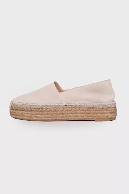 Suede espadrilles with rhinestones