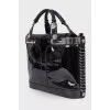 Lacquered bag with front pockets