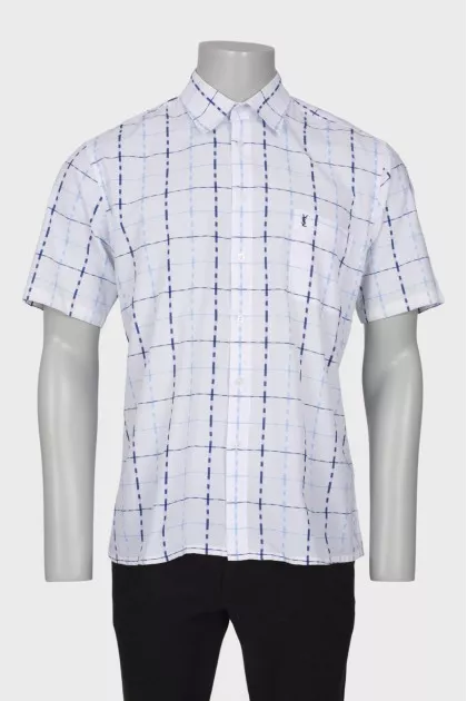 Men's white plaid shirt