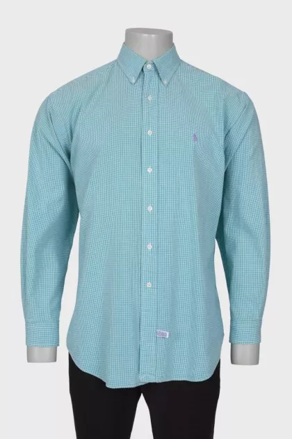 Men's green plaid shirt
