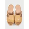 Patent leather mules with heels