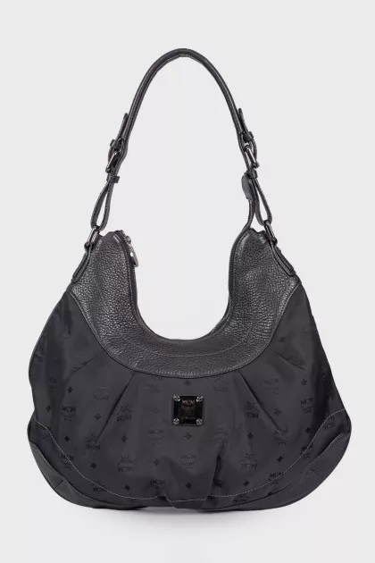 Textile-leather tote bag